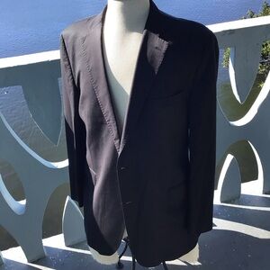 Ermenegildo Zegna Black 2 Button Wool and Silk Men's Dress Formal Blazer